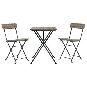 vidaXL Bistro Set 3 Piece Folding Outdoor Patio Furniture Set Poly Rattan-7