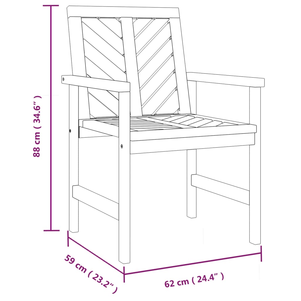 vidaXL Patio Chair Outdoor Patio Furniture Dining Chair Solid Wood Acacia-9