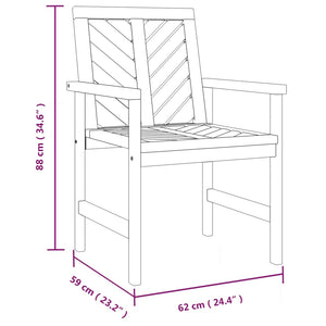 vidaXL Patio Chair Outdoor Patio Furniture Dining Chair Solid Wood Acacia-9