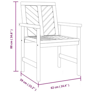 vidaXL Patio Chair Outdoor Patio Furniture Dining Chair Solid Wood Acacia-5