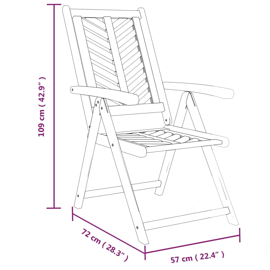 vidaXL Patio Chair Reclining Chair Seating Outdoor Furniture Solid Wood Acacia-7