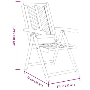 vidaXL Patio Chair Reclining Chair Seating Outdoor Furniture Solid Wood Acacia-7