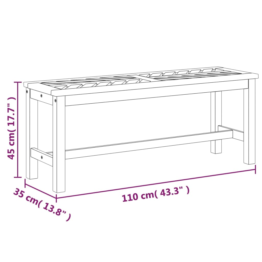 vidaXL Outdoor Bench Patio Furniture Dining Bench for Garden Solid Wood Acacia-26