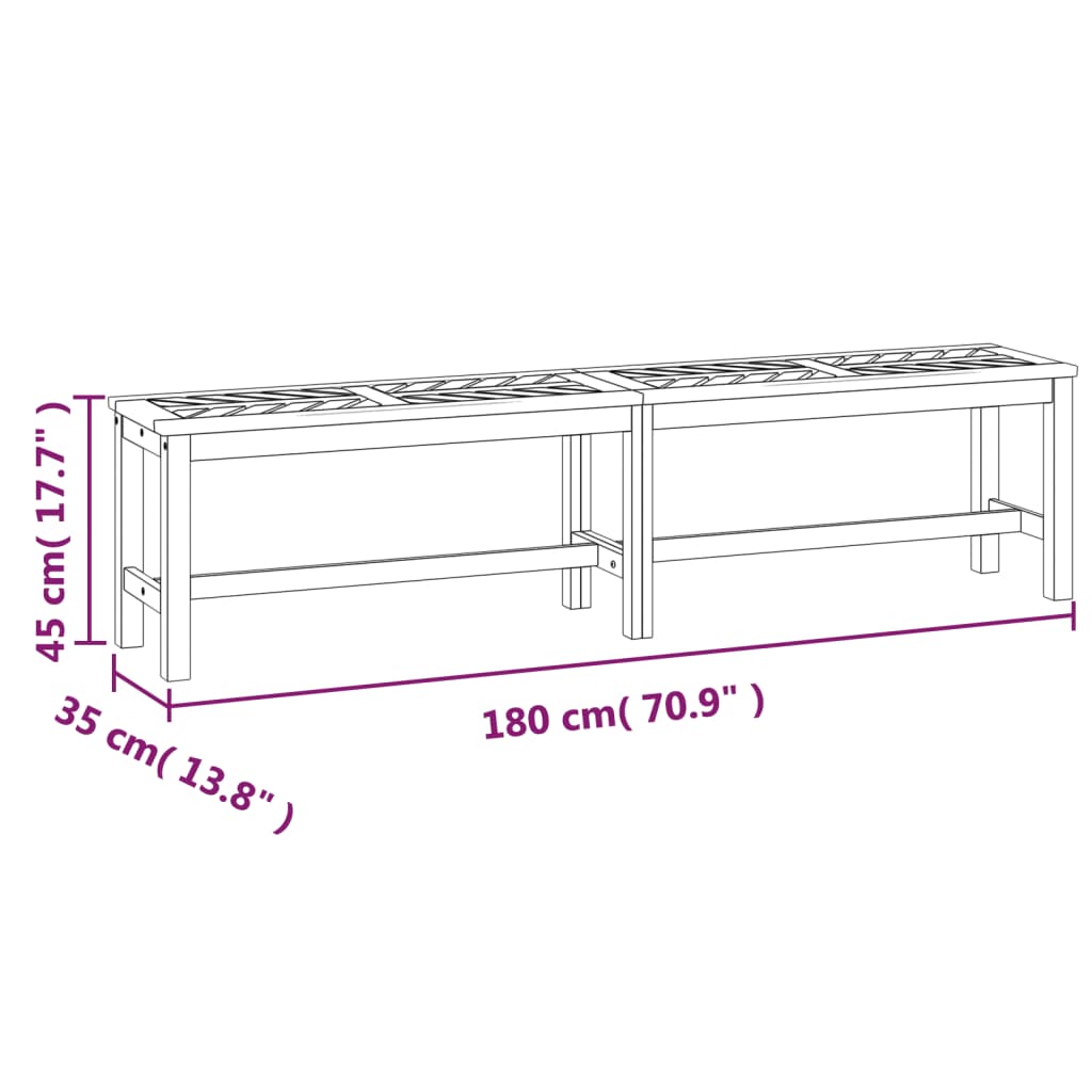 vidaXL Outdoor Bench Patio Furniture Dining Bench for Garden Solid Wood Acacia-5