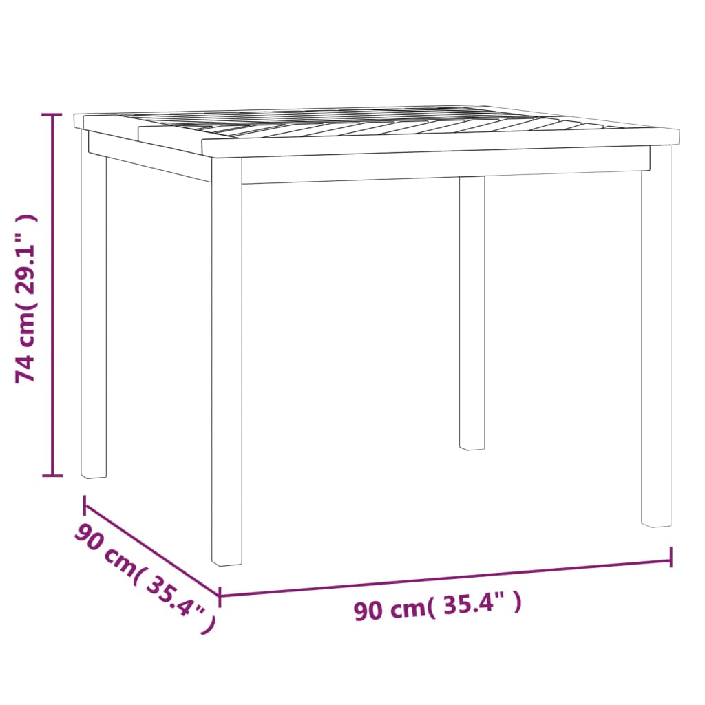 vidaXL Patio Table Outdoor Patio Furniture Dining Table Solid Wood Acacia-16