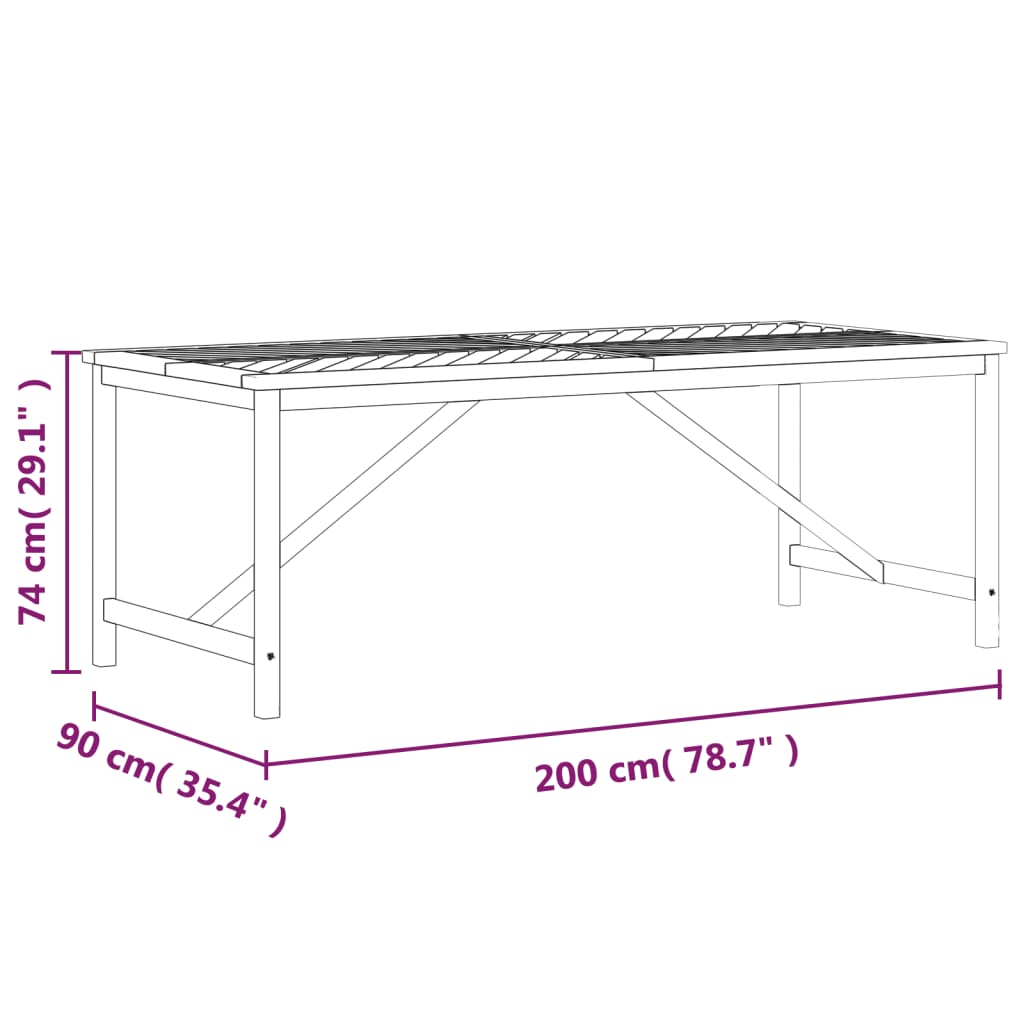 vidaXL Patio Table Outdoor Patio Furniture Dining Table Solid Wood Acacia-23