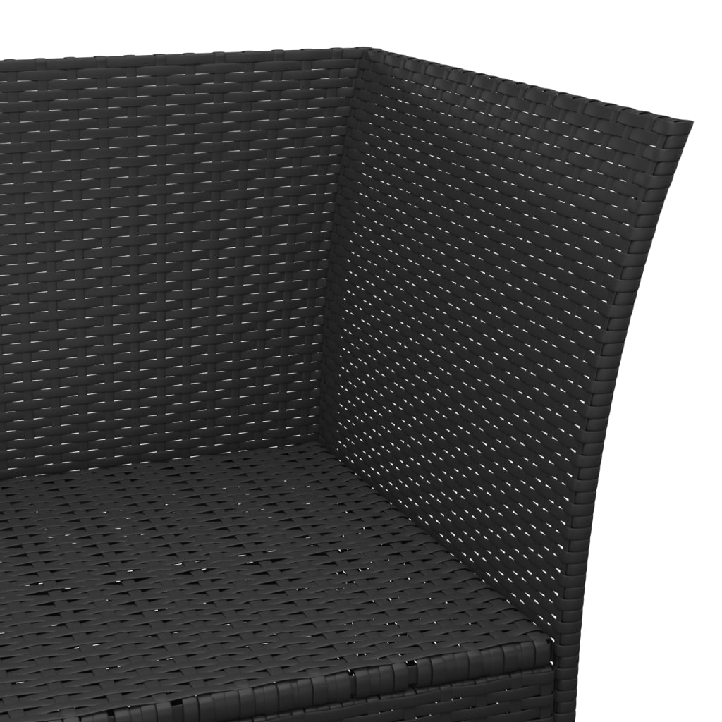 vidaXL Patio Lounge Set with Cushions Poly Rattan Sofa 3/4 Piece Black/Gray-21