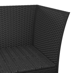 vidaXL Patio Lounge Set with Cushions Poly Rattan Sofa 3/4 Piece Black/Gray-21