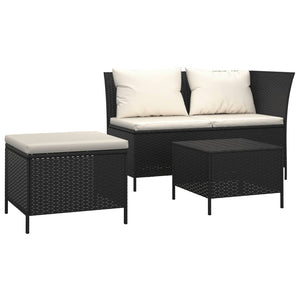 vidaXL Patio Lounge Set with Cushions Poly Rattan Sofa 3/4 Piece Black/Gray-0