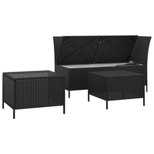 vidaXL Patio Lounge Set with Cushions Poly Rattan Sofa 3/4 Piece Black/Gray-23