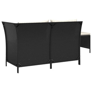 vidaXL Patio Lounge Set with Cushions Poly Rattan Sofa 3/4 Piece Black/Gray-28