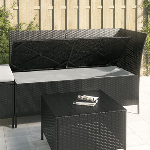 vidaXL Patio Lounge Set with Cushions Poly Rattan Sofa 3/4 Piece Black/Gray-10