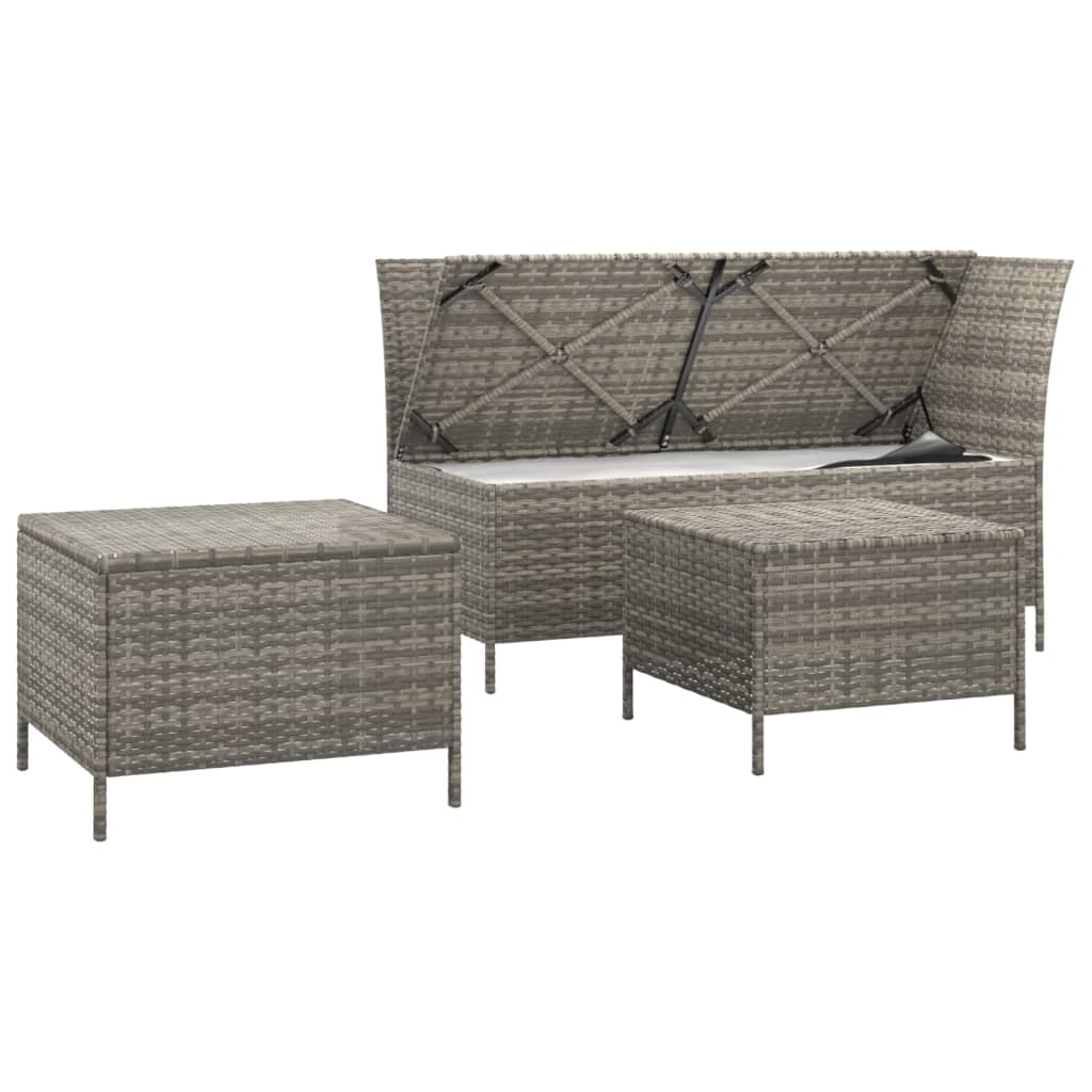 vidaXL Patio Lounge Set with Cushions Poly Rattan Sofa 3/4 Piece Black/Gray-22