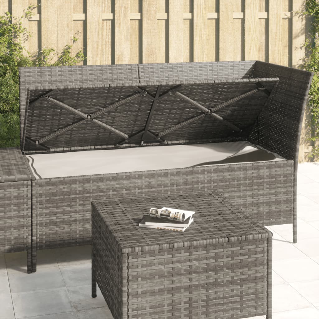 vidaXL Patio Lounge Set with Cushions Poly Rattan Sofa 3/4 Piece Black/Gray-8