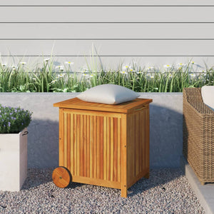 vidaXL Patio Storage Box Outdoor Cushion Box with Wheels Solid Wood Acacia-8