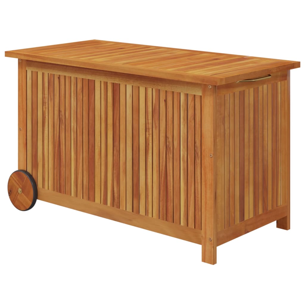 vidaXL Patio Storage Box Outdoor Cushion Box with Wheels Solid Wood Acacia-2