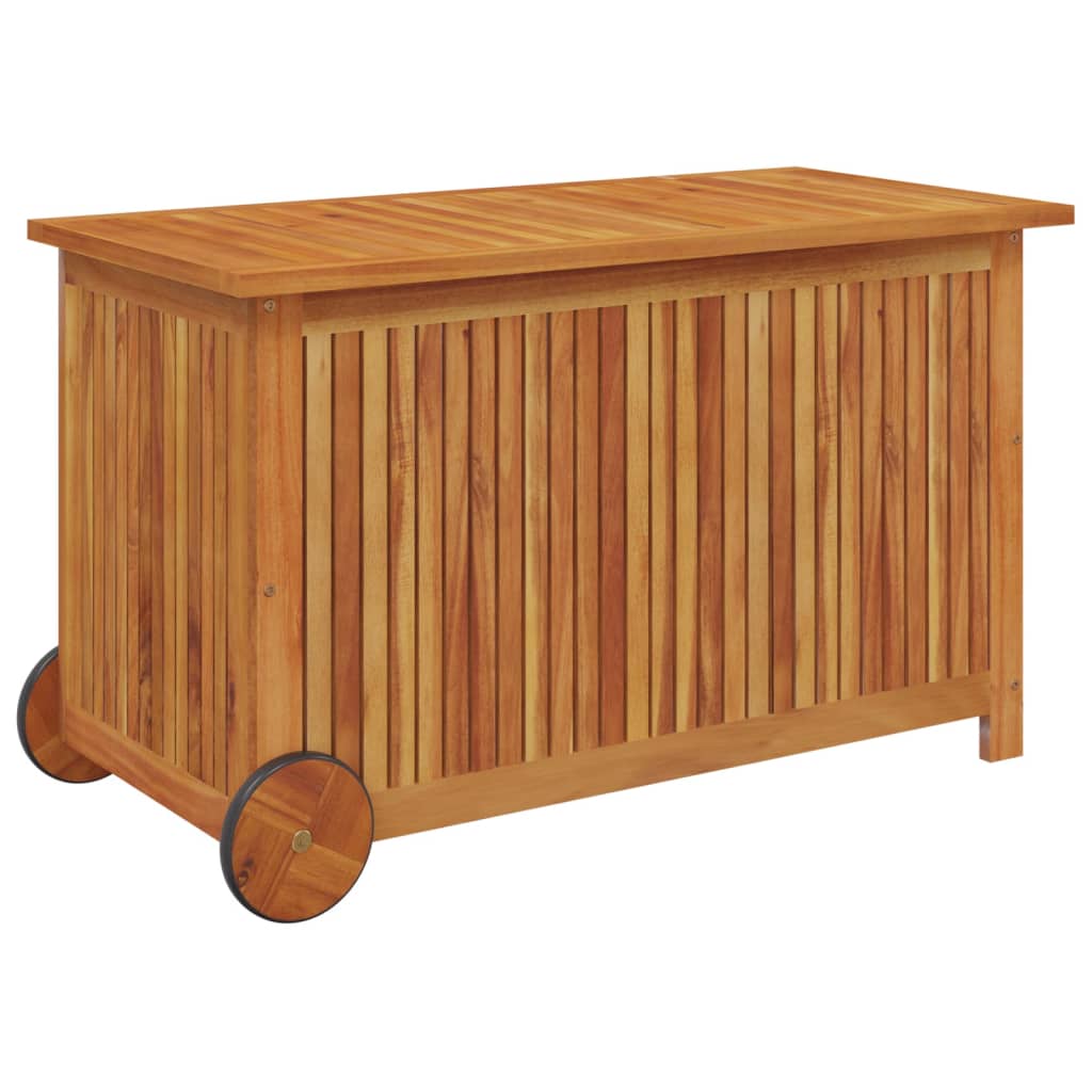 vidaXL Patio Storage Box Outdoor Cushion Box with Wheels Solid Wood Acacia-14