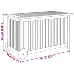 vidaXL Patio Storage Box Outdoor Cushion Box with Wheels Solid Wood Acacia-10