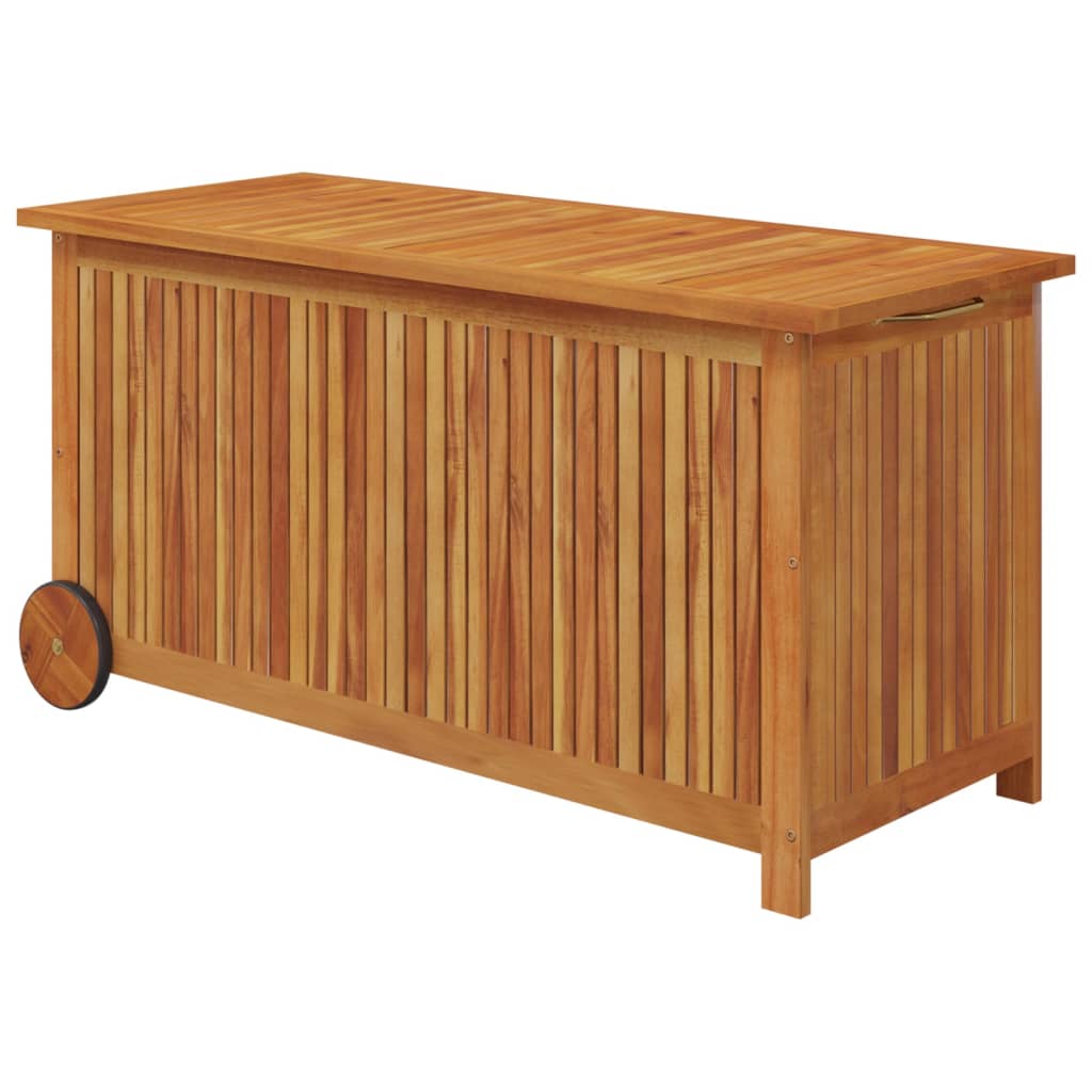 vidaXL Patio Storage Box Outdoor Cushion Box with Wheels Solid Wood Acacia-35