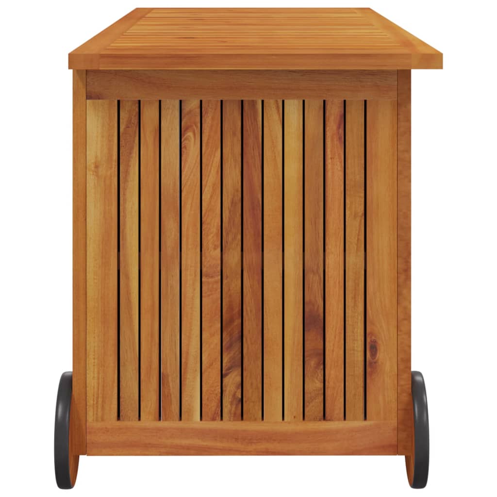 vidaXL Patio Storage Box Outdoor Cushion Box with Wheels Solid Wood Acacia-19