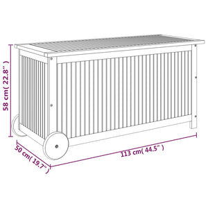 vidaXL Patio Storage Box Outdoor Cushion Box with Wheels Solid Wood Acacia-30