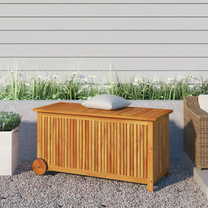 vidaXL Patio Storage Box Outdoor Cushion Box with Wheels Solid Wood Acacia-3