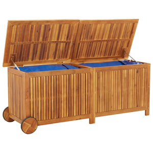 vidaXL Patio Storage Box Outdoor Cushion Box with Wheels Solid Wood Acacia-5