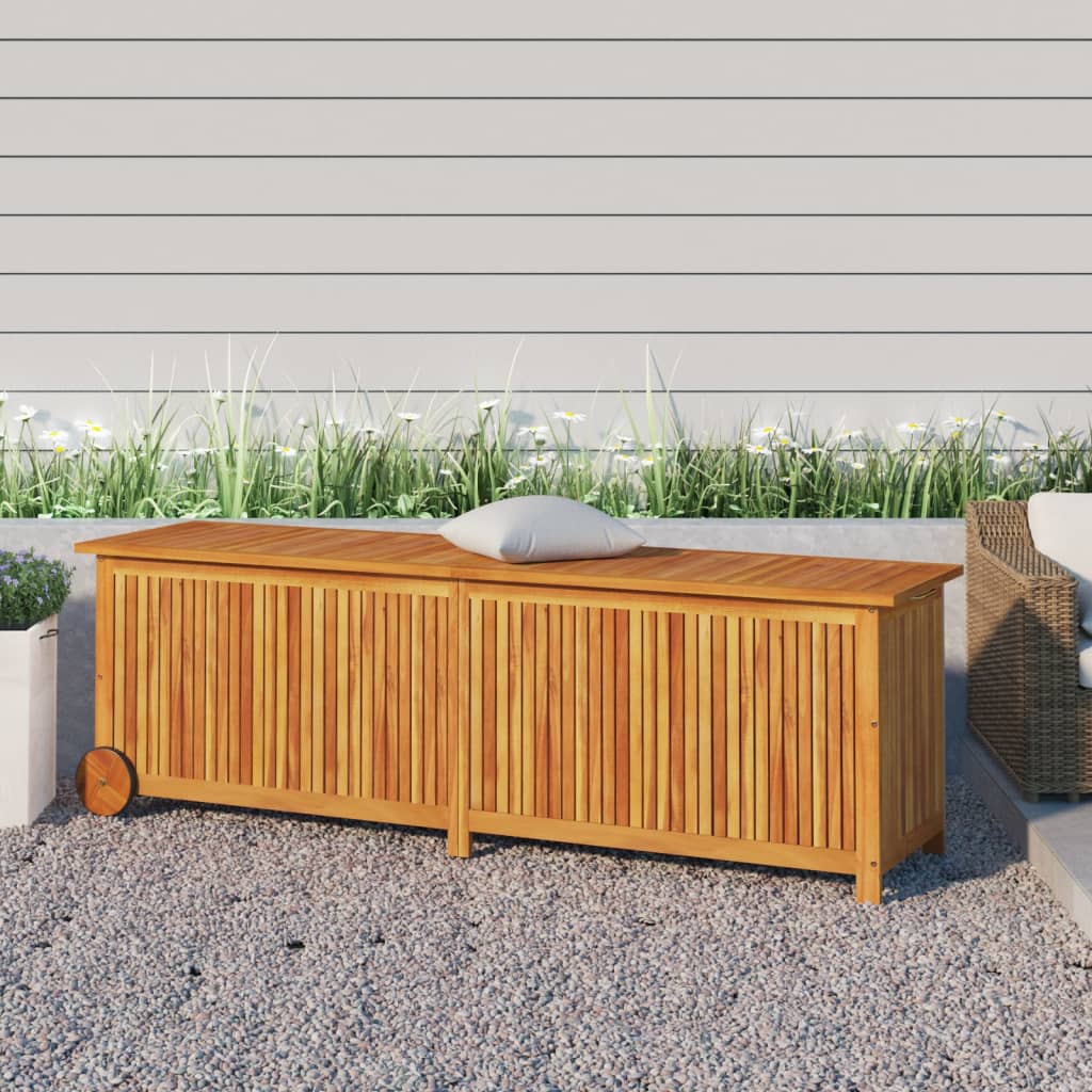 vidaXL Patio Storage Box Outdoor Cushion Box with Wheels Solid Wood Acacia-36