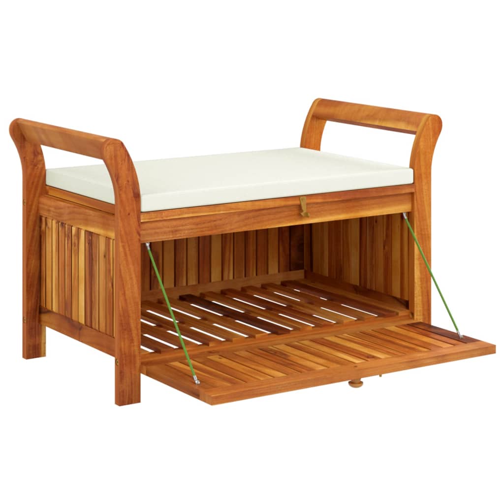 vidaXL Outdoor Storage Bench Patio Deck Box with Cushion Solid Wood Acacia-0