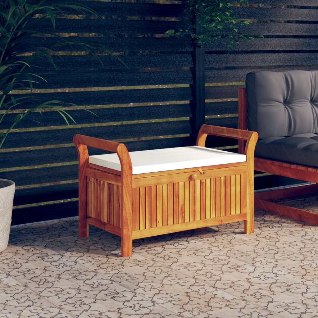 vidaXL Outdoor Storage Bench Patio Deck Box with Cushion Solid Wood Acacia-32