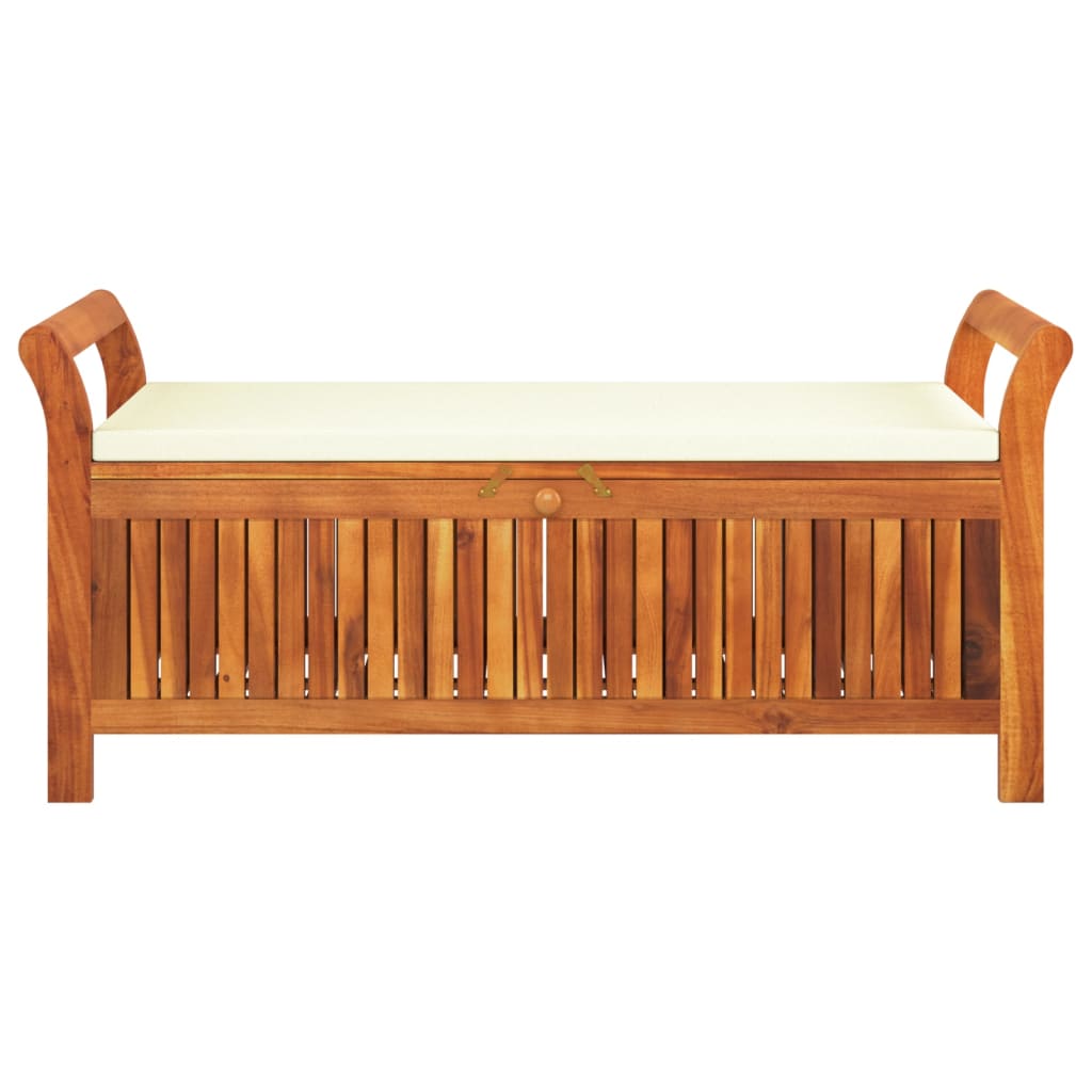 vidaXL Outdoor Storage Bench Patio Deck Box with Cushion Solid Wood Acacia-18