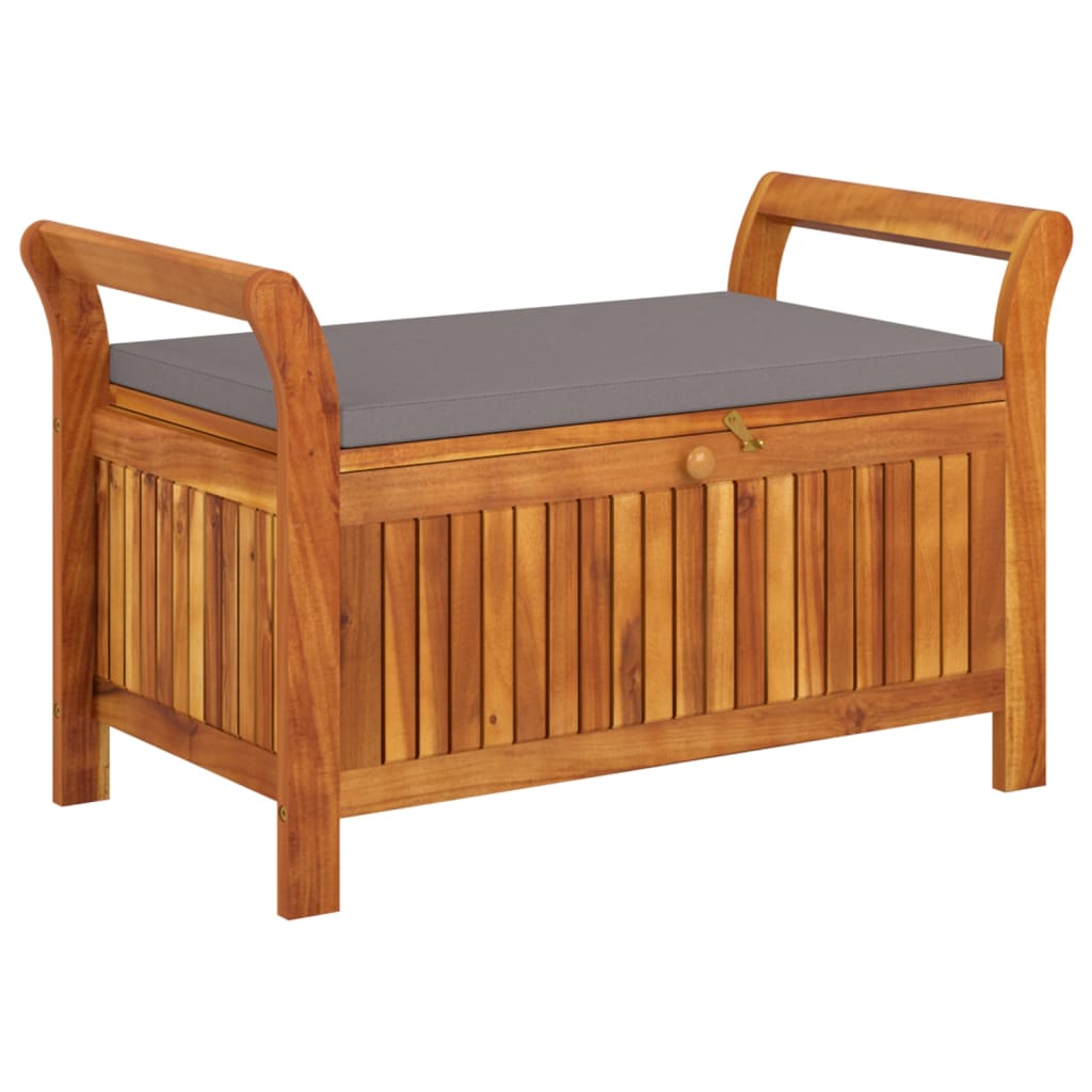 vidaXL Outdoor Storage Bench Patio Deck Box with Cushion Solid Wood Acacia-12