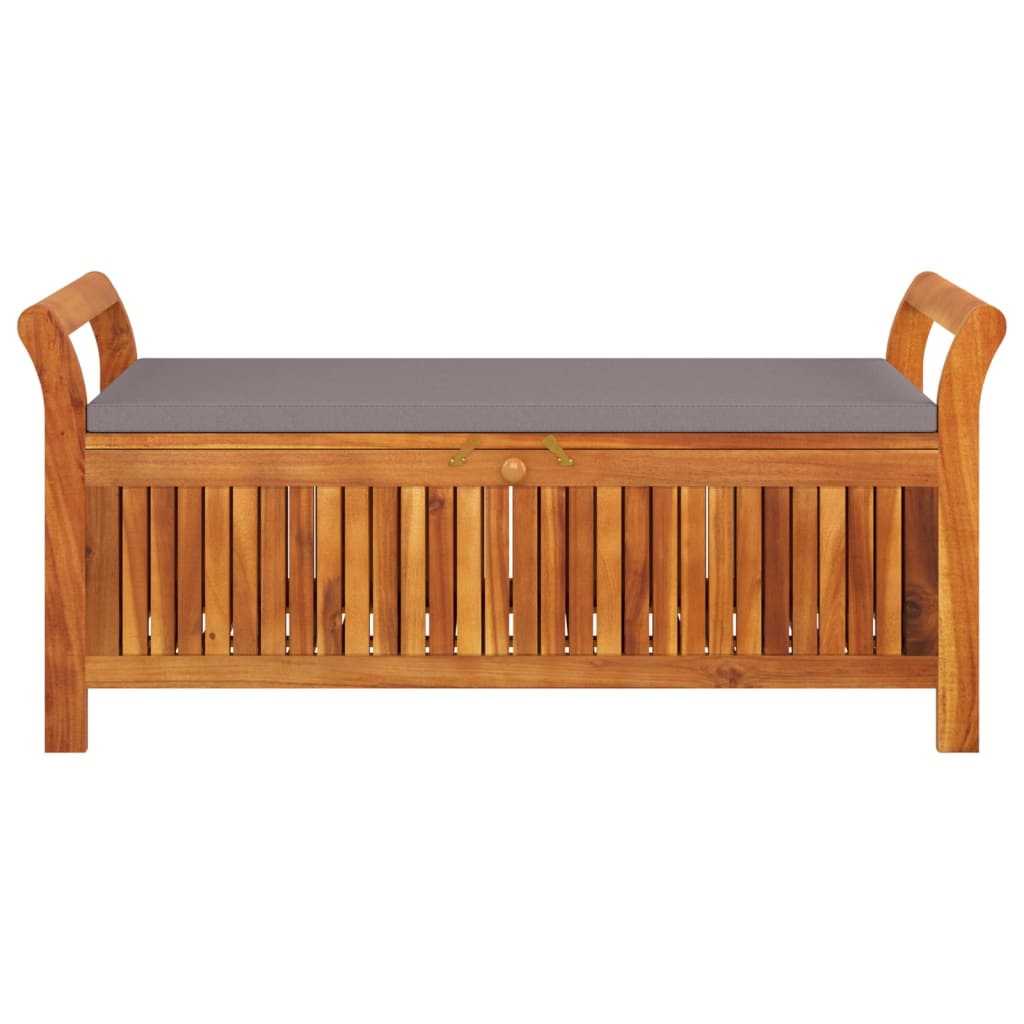 vidaXL Outdoor Storage Bench Patio Deck Box with Cushion Solid Wood Acacia-7