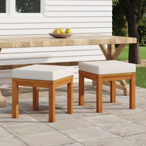 vidaXL Patio Stools with Cushions 2 pcs 15.7"x15.7"x16.5" Solid Wood Acacia-0