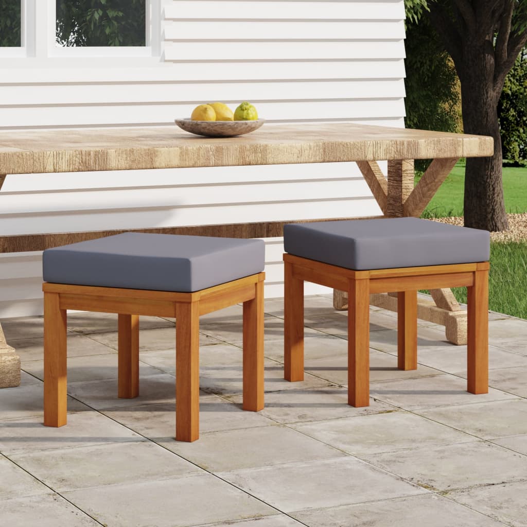 vidaXL Patio Stools with Cushions 2 pcs 15.7"x15.7"x16.5" Solid Wood Acacia-0