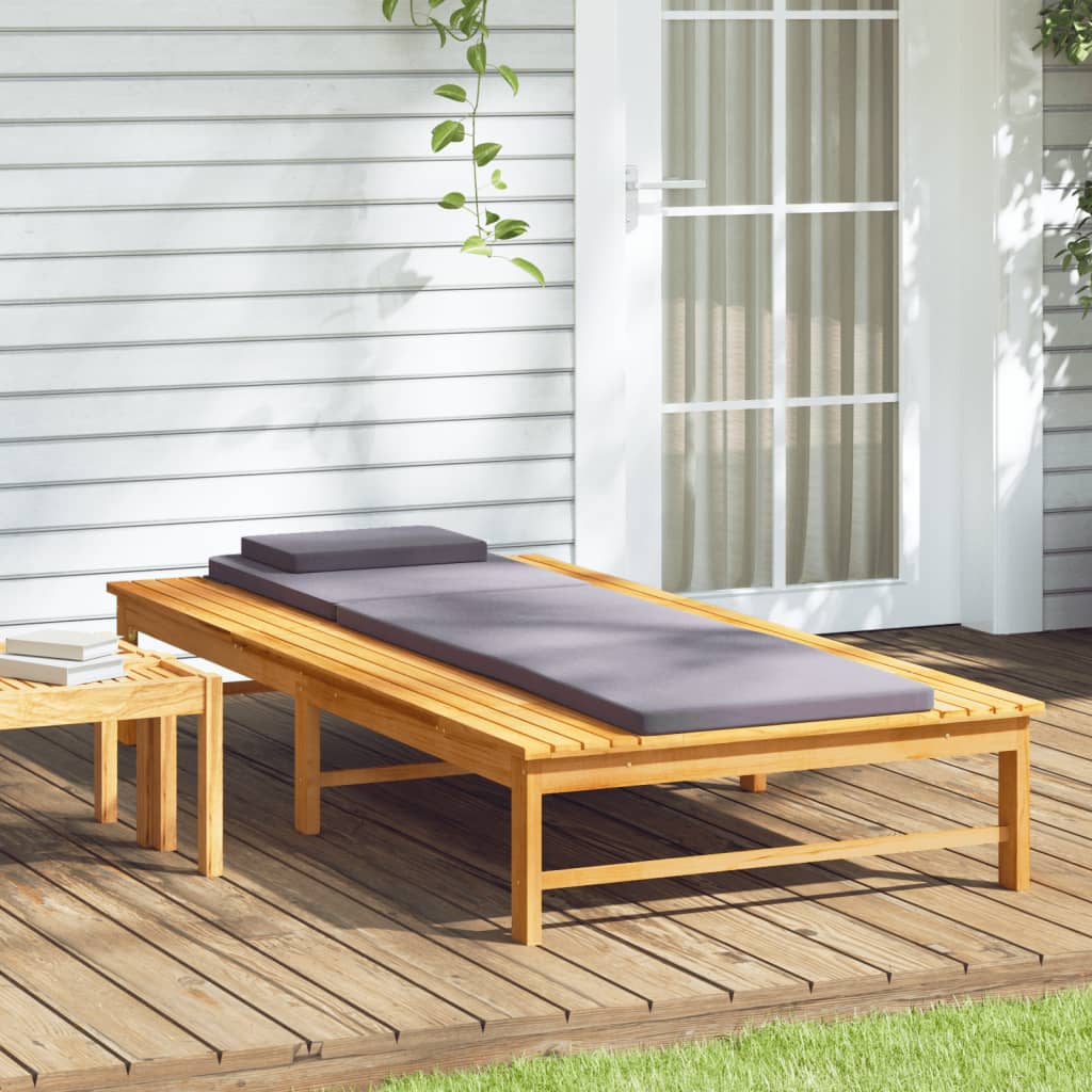 vidaXL Sun Lounger Outdoor Chair with Cushion and Pillow Solid Wood Acacia-11