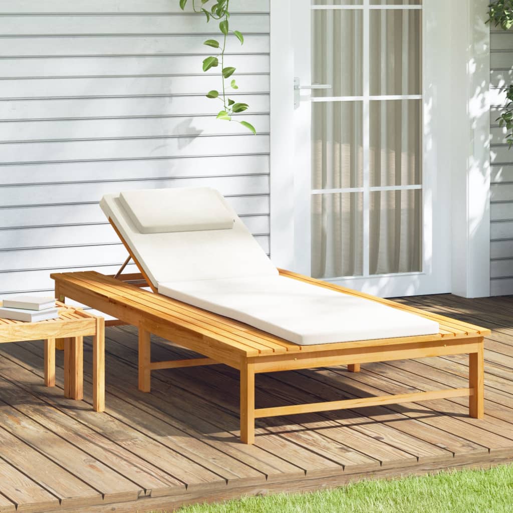 vidaXL Sun Lounger Outdoor Chair with Cushion and Pillow Solid Wood Acacia-3