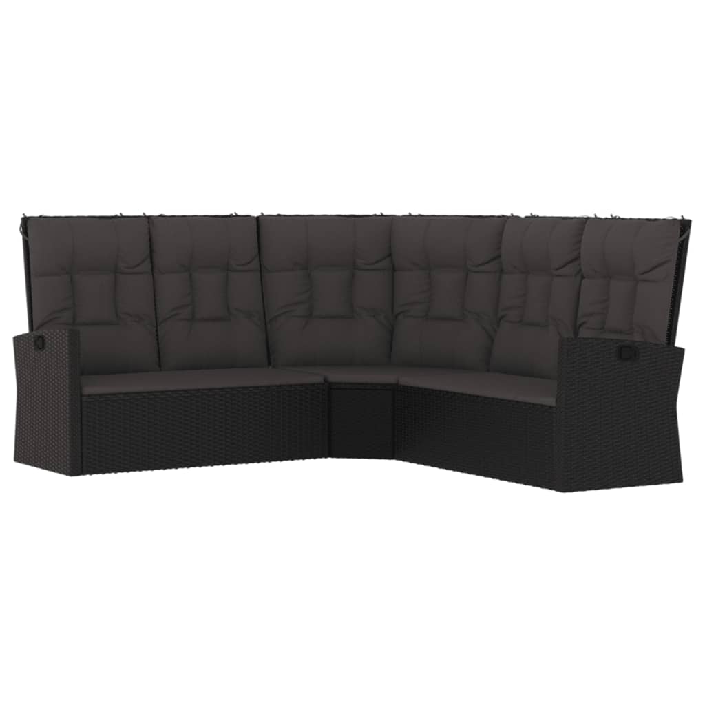 vidaXL Patio Furniture Set 3 Piece Sectional Sofa with Cushions Poly Rattan-12