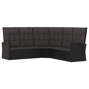 vidaXL Patio Furniture Set 3 Piece Sectional Sofa with Cushions Poly Rattan-12