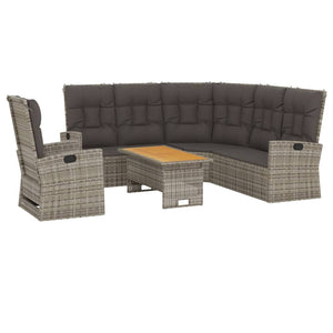 vidaXL Patio Furniture Set 3 Piece Sectional Sofa with Cushions Poly Rattan-20