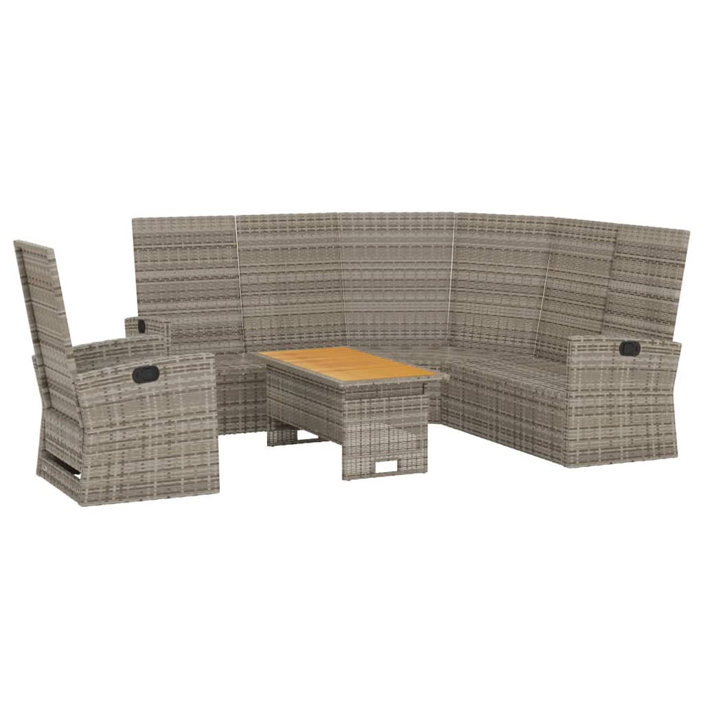 vidaXL Patio Furniture Set 3 Piece Sectional Sofa with Cushions Poly Rattan-3