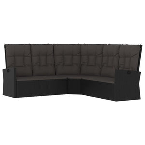 vidaXL Patio Furniture Reclining Sectional Sofa with Cushions Poly Rattan-12