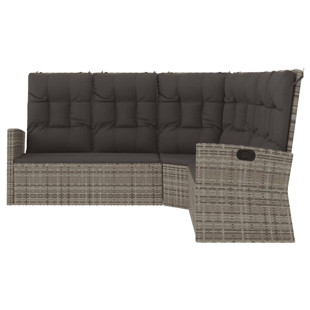 vidaXL Patio Furniture Reclining Sectional Sofa with Cushions Poly Rattan-7