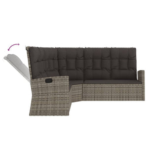 vidaXL Patio Furniture Reclining Sectional Sofa with Cushions Poly Rattan-10