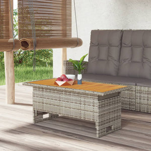 vidaXL Patio Table Outdoor Dining Table Solid Wood Acacia and Poly Rattan-14