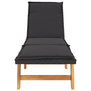 vidaXL Sun Lounger with Cushion Poly Rattan and Solid Wood Acacia-2