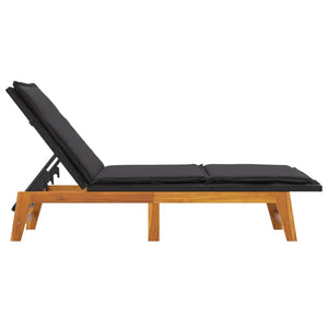 vidaXL Sun Lounger with Cushion Poly Rattan and Solid Wood Acacia-3