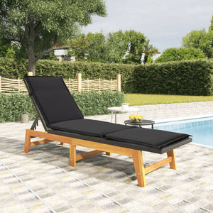 vidaXL Sun Lounger with Cushion Poly Rattan and Solid Wood Acacia-0