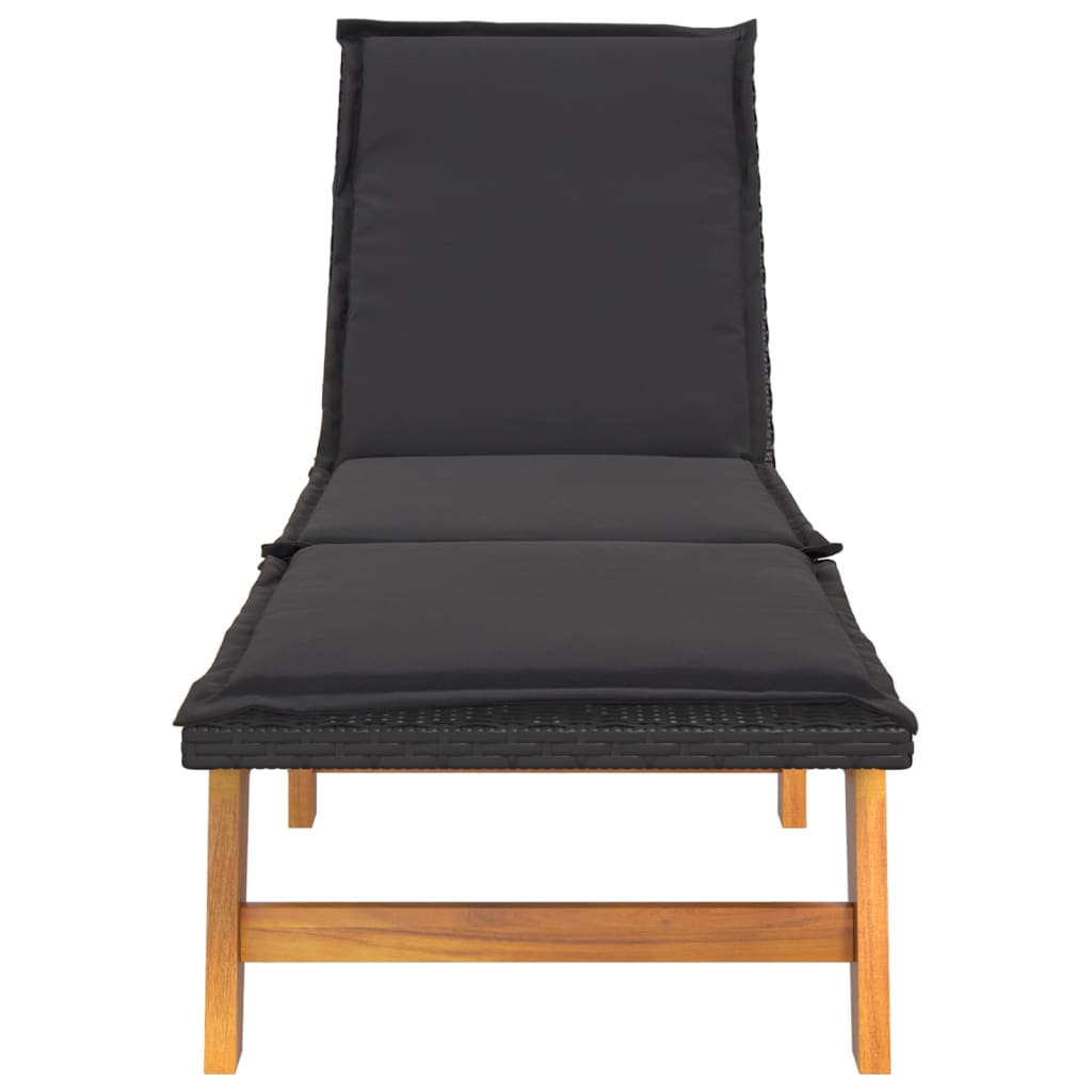 vidaXL Sun Lounger with Table Poly Rattan and Solid Wood Acacia-4