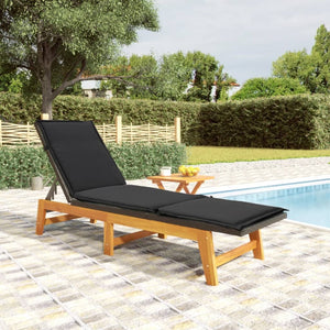 vidaXL Sun Lounger with Table Poly Rattan and Solid Wood Acacia-0